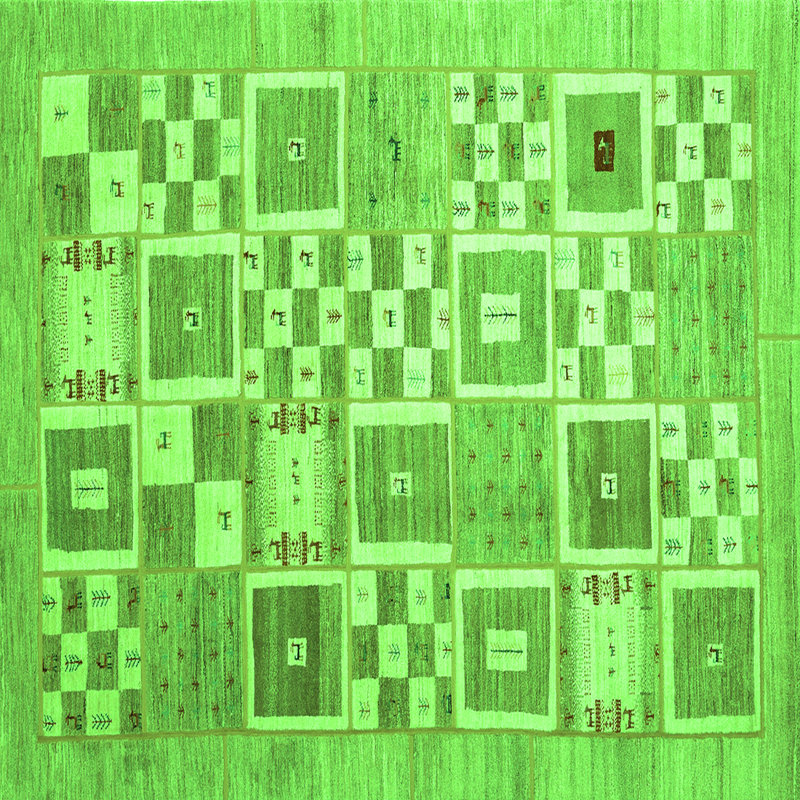 Tapis contemporains verts lavables à la machine 938, Carré de 6 pi