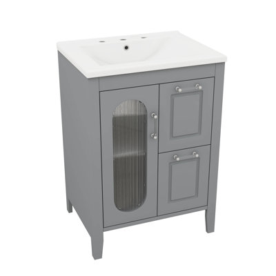 24" Bathroom Vanity Featuring Adjustable Inner Shelf, 2 Drawers, Plus A Single Door