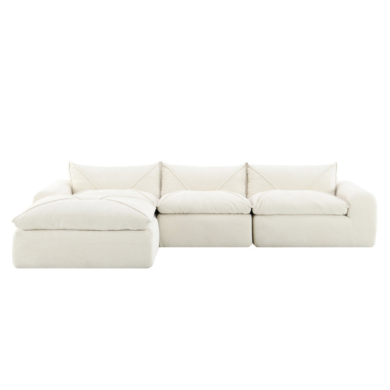 Canapé de 116 po entièrement compressé avec mousse haute densité, aucun assemblage requis, conception sans pieds sans cadre, dossier et coussin de siège intégrés, combinaison libre, chenille de particules