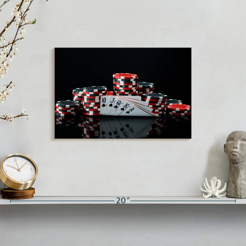 Poker sur toile, H 8 po x l 12 po x P 1 po
