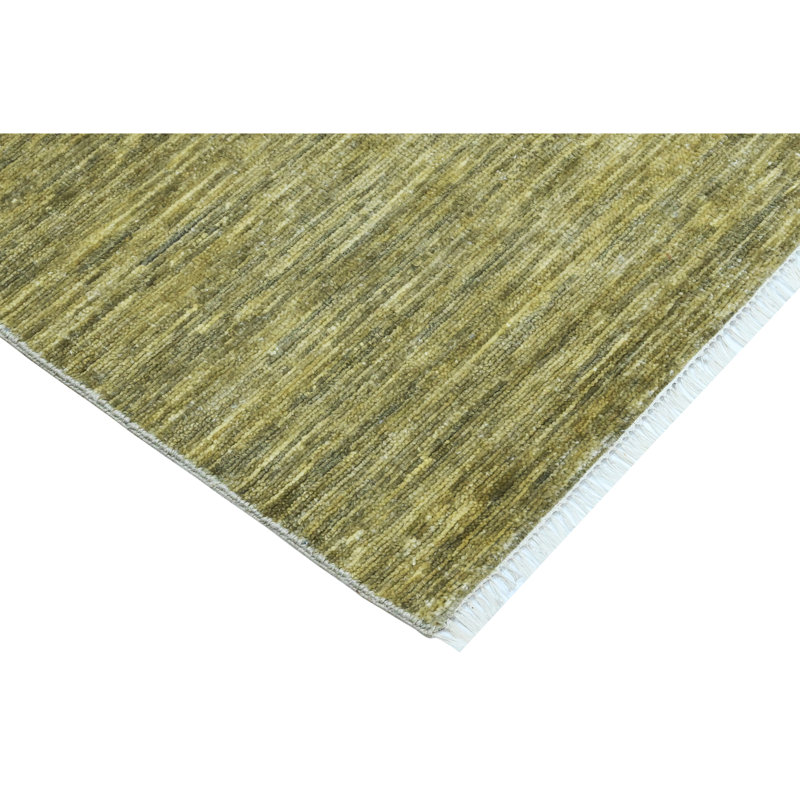 Hand Knotted Wool Area Rug in Green