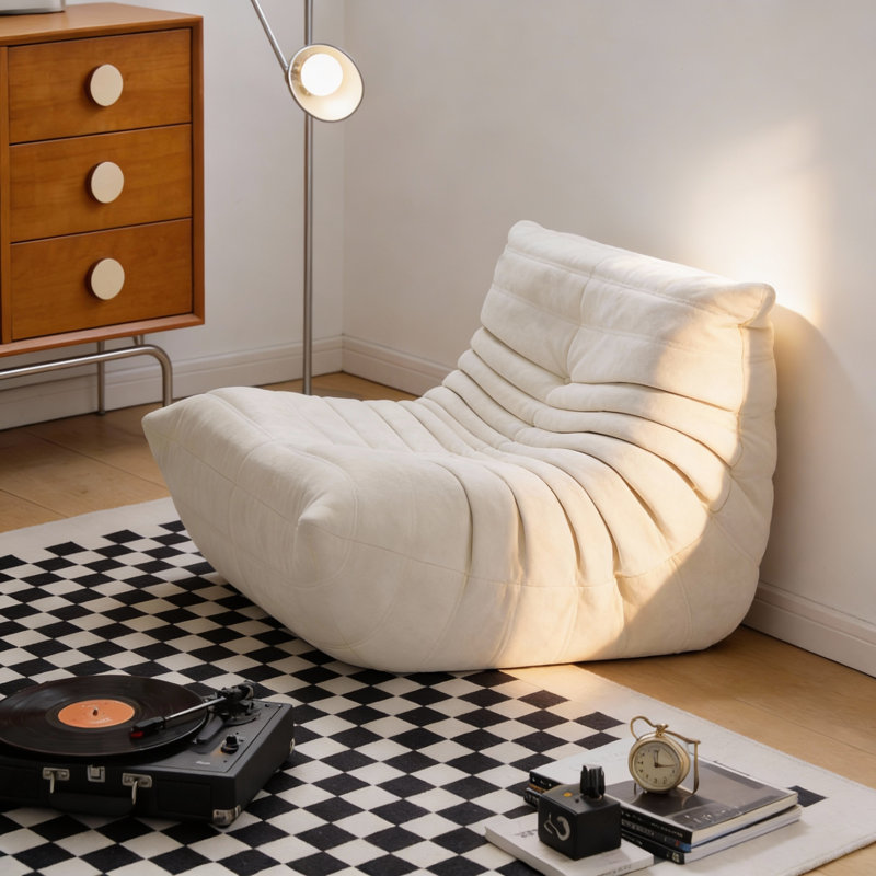 Soft Suede Bean Bag Sofa Chair - Armless Floor Lounge Chair With Premium Foam, Meditation Seating For Home Office