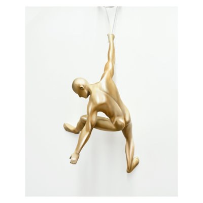 Dynamic Gold Climbing Figure Wall Sculpture - 7" x 13" x 6"