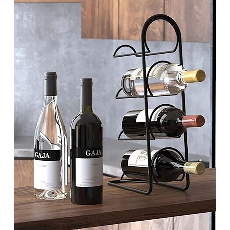 Cengiz 4 Bottle Wine Bottle Rack in Black