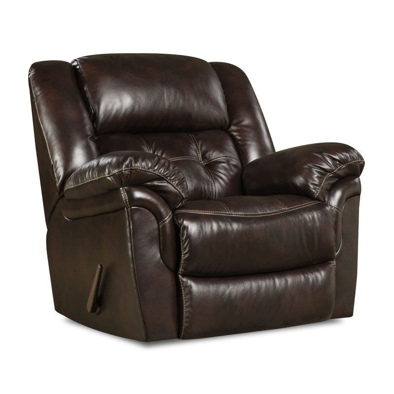 Salka Upholstered Recliner, Dark Brown Genuine Leather