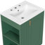 Meuble-lavabo de salle de bain avec lavabo, armoire avec tablette de porte, rangement latéral ouvert, cadre en bois massif et porte à fermeture douce pour une utilisation pratique-681692349