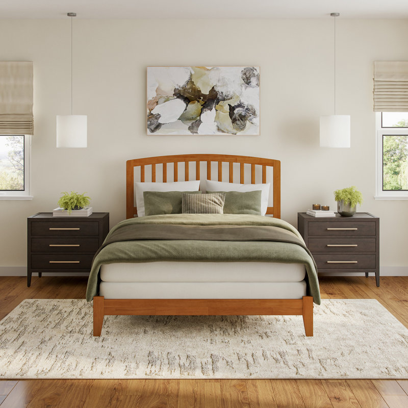 Lit de base en bois massif Bharmal, Grand, Caramel clair