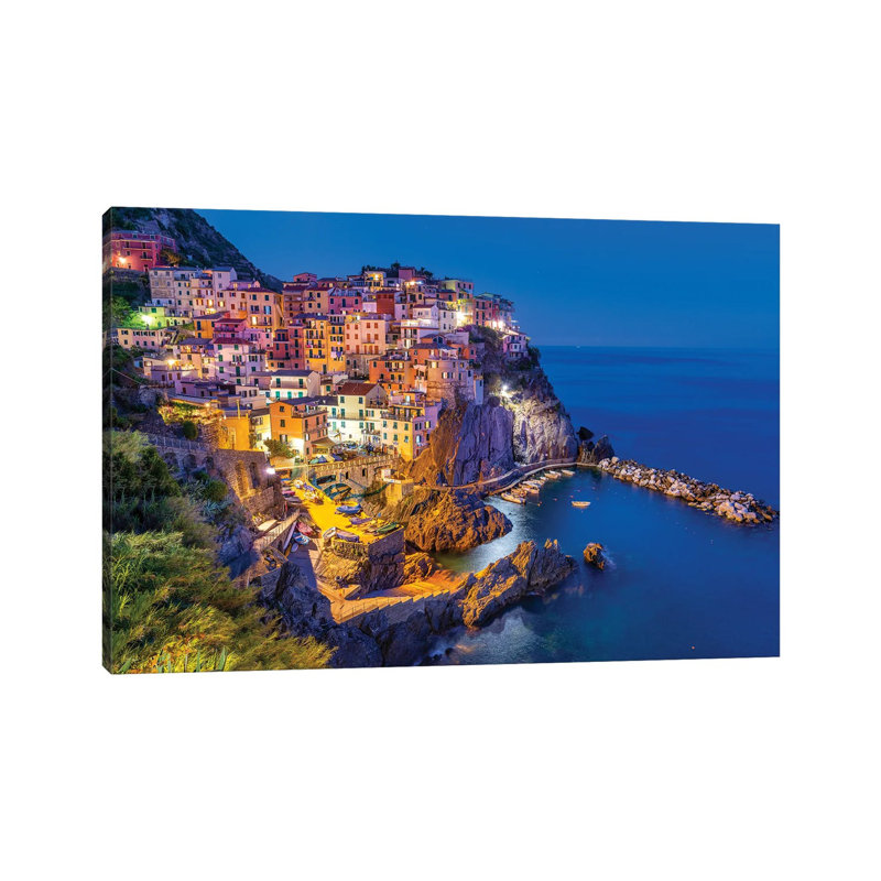 Nuit bleue, Manarola Cinque Terre, Italie, H 26 po x l 40 po x 1,5 po