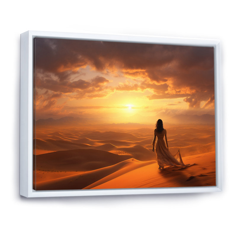 Désert Oasis I - Paysages, art mural, salon, H 34 po x l 44 po x P 1,5 po, Cadre flottant blanc