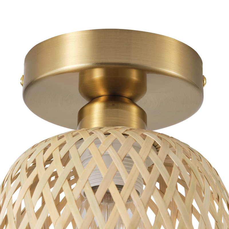 Antoneisha 1-E26 12W Handmade Bamboo Shade Semi Flush Mount Light Fixture