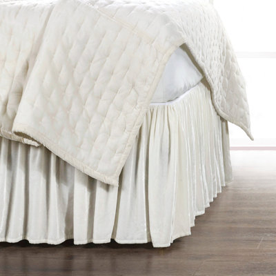 Stella Solid Color Faux Silk Velvet Ruffled Romantic Western 18 inch Bed Skirt