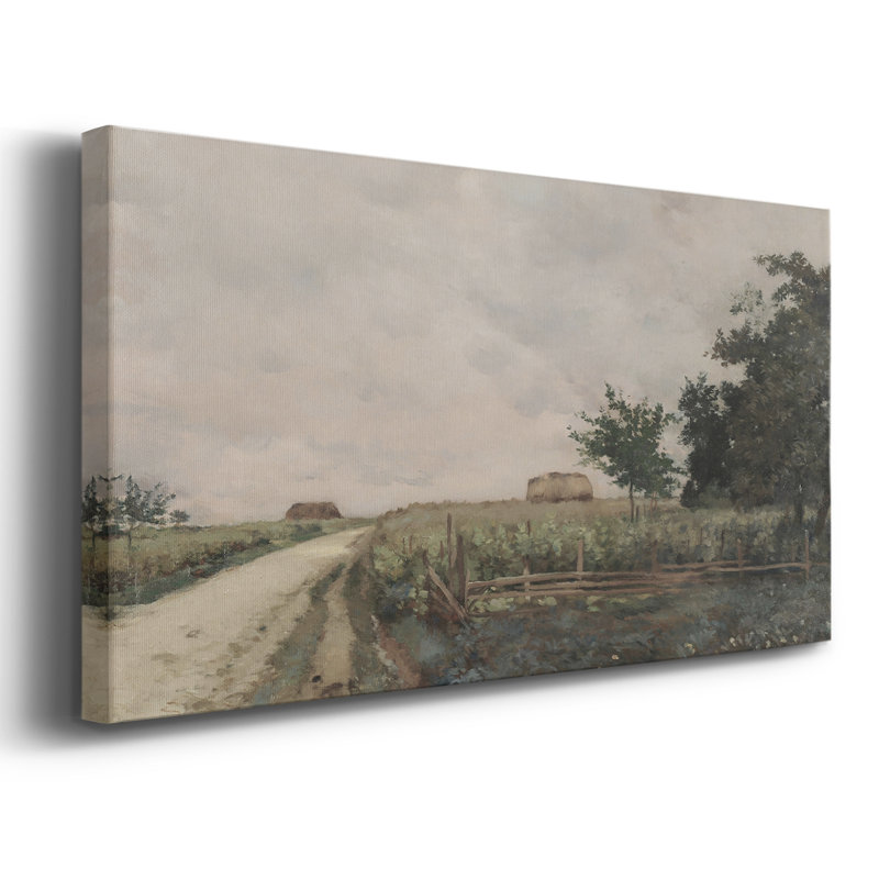Série paysage - DCLVII - Toile tendue avec châssis encadré - Prêt à être accroché, H 21 po x l 41 po, Doré