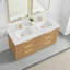 Meuble-lavabo double autoportant 60 po gris cendré délavé avec plateau en pierre de quartz blanc Allister-121696758-121696755