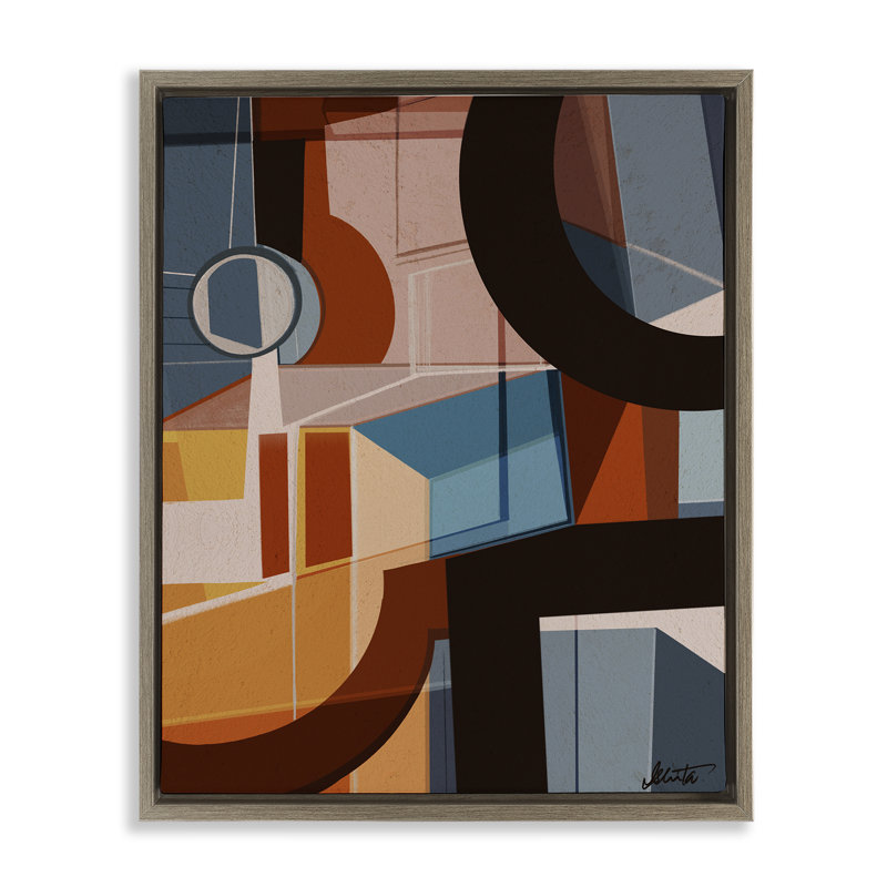 Cadre flottant Angled Shapes Collection, design par Ishita Banerjee, H 21 po x l 17 po, Cadre flottant orme Montalcino