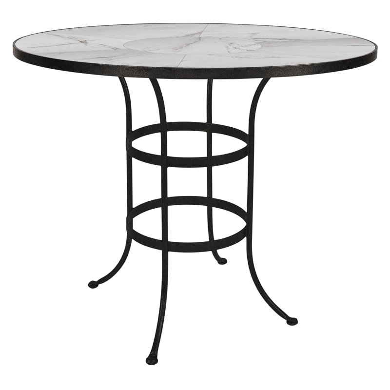 Outdoor Round Bar Table, 42" W x 42" L x 42.5" H, Pallazo White, Carbon Black