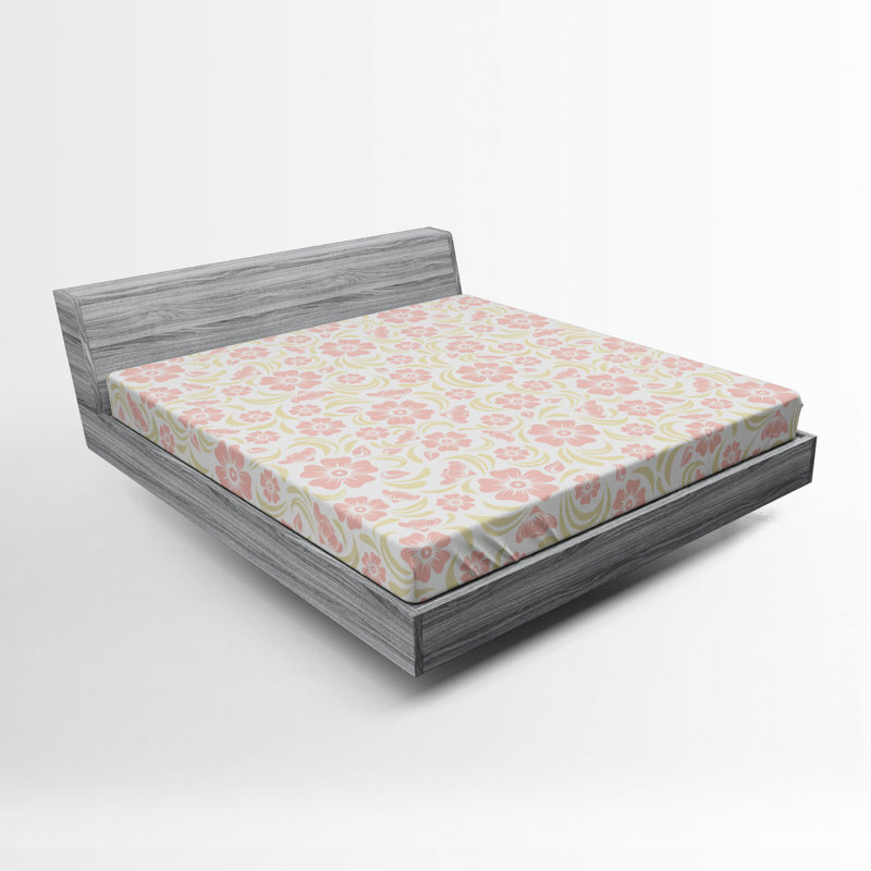 Microfiber Floral Fitted Sheet, Queen Fitted Sheet
