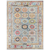 Wool Geometric Area Rug in Blue/Beige