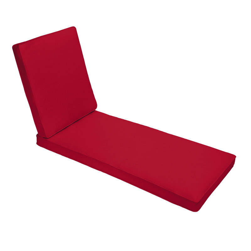 Outdoor 3'' Chaise Lounge Seat / Back Cushion, 3" H x 24" W x 73" D, Crimson