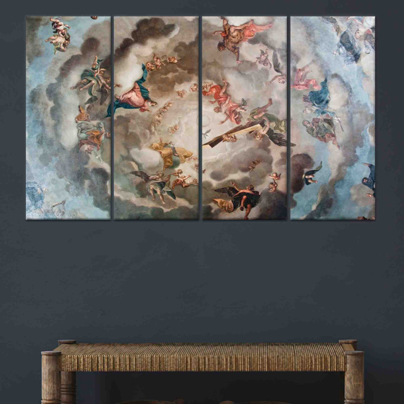 Impression sur toile Renaissance Angel: Heavenly Wall Art Decor, toile tendue 4P, 31,5 po H x 63 po l