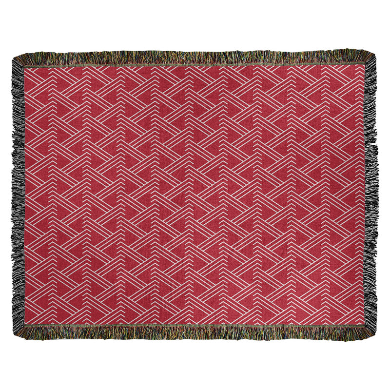 Couverture en coton tissé zigzag classique, L 37 po x L 52 po, Rouge