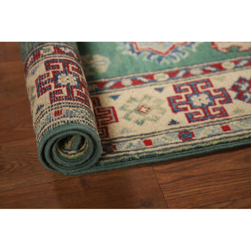 Green Kazak Handmade Accent Rug 3x4
