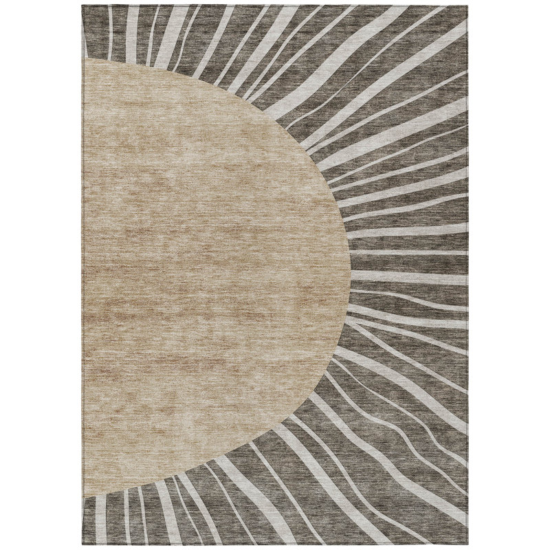 Tapis intérieur lavable abstrait 3 pi x 5 pi beige