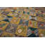 Mid Century Vintage Grid Pattern American Flowers Hooked Rug