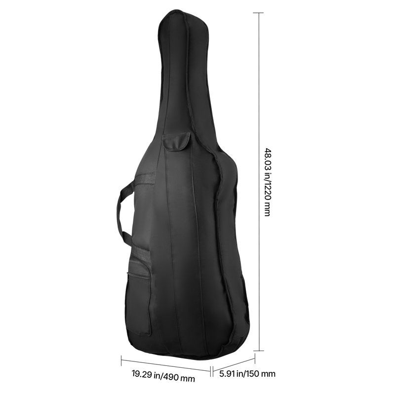 Étui pour violoncelle 4/4 pleine grandeur, imperméable en nylon, sac de transport léger, avec poignée renforcée, sangles d'épaule doubles, anti-rayures, forme de violoncelle professionnelle, pour violoncelle, noir