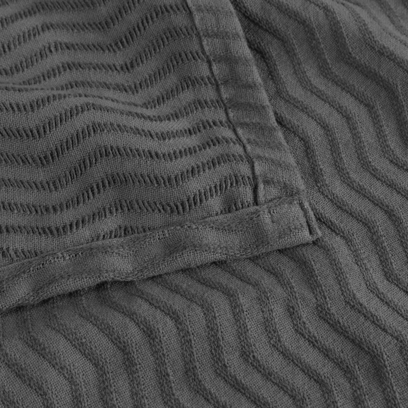 Jeté 100% coton Blue Nile Mills - tissage chevron Dobby - Accent léger toutes saisons, Jeté, Gris anthracite