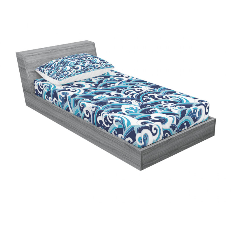 Ensemble de literie Eastern Waves of Water, Ensemble de draps pour lit simple TG avec drap-hou