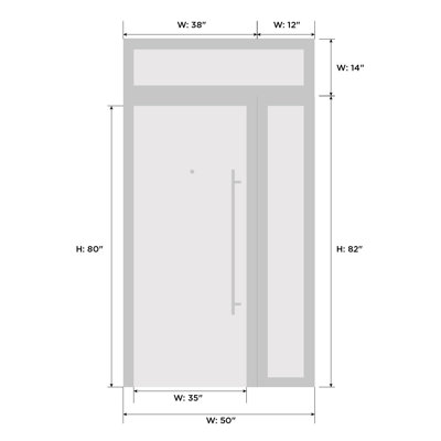 Porte d'entrée extérieure prémontée en PVC-U, verre dépoli, Manux 8422, blanc soie, fenêtres latérales et supérieures, portes extérieures pour bureaux, commerces et habitations, entrée, patio, garage - L 91,4 cm + 30,6 cm x H 203,2 cm + 35,6 cm - Ouverture à droite vers l'intérieur