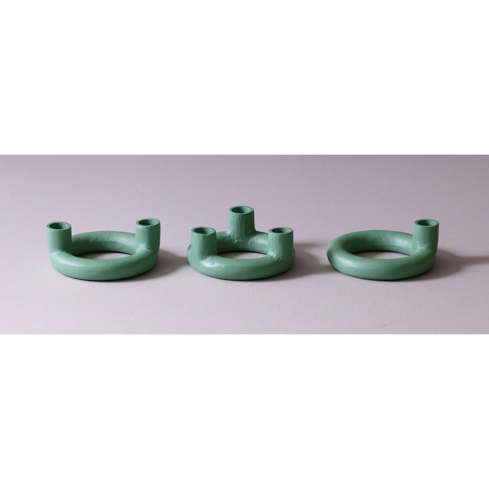 Ashlyn 3 Piece Aluminum Tabletop Candlestick Set, Green