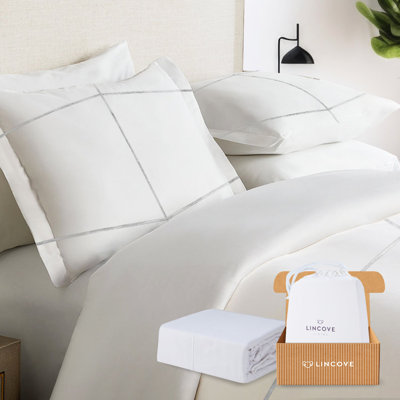 Lincove Luxury Duvet Cover Set Sofia Collection - 100% Ultra Soft Cotton Sateen