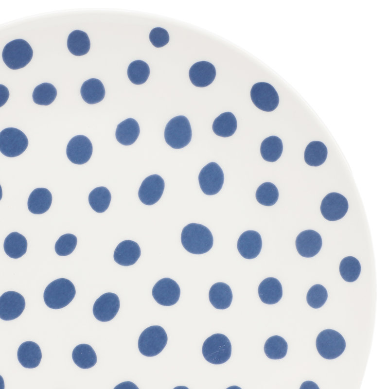 Gap Home 4 Piece 8 Inch Fine Ceramic Dots Salad Plate Set in White and Blue