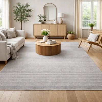 Tapis | Tapis tissé à la main en laine et bambou argenté | 7mm
