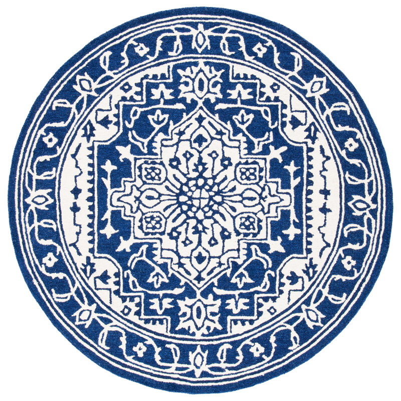 Micro-Loop Hand Tufted Wool And Cotton With Latex Oriental Rug, Round 5'