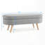 Banc de rangement avec repose-pieds ovale avec pieds en bois d'hévéa, repose-pieds polyvalent et siège pour la décoration et l'organisation-1471313348