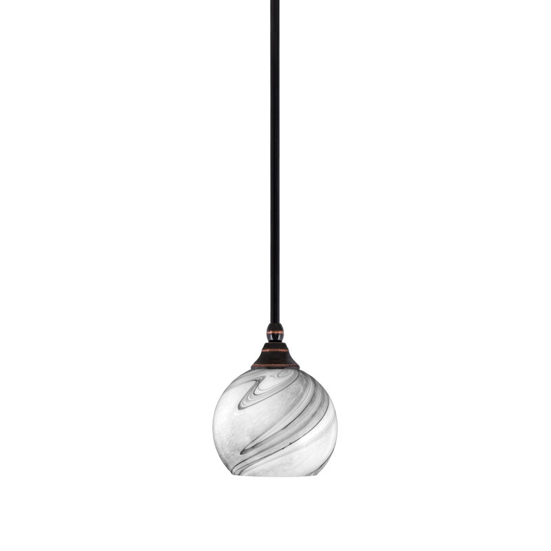 Mini-luminaire suspendu suspendu au fini cuivre noir avec verre de 5,75 po, Onyx