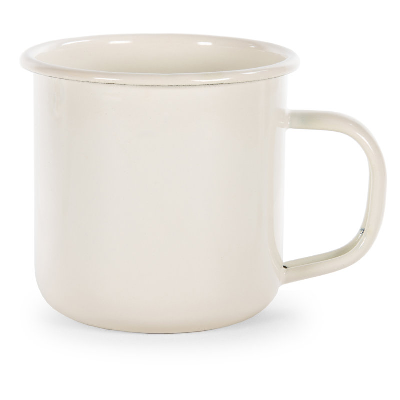 Rolled Black Rim Mug Set/4, Cream