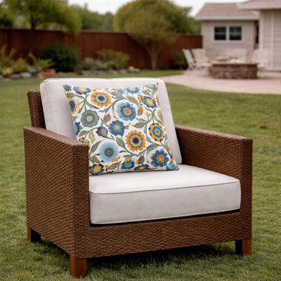 Paquet de 2 housses de coussin d'extérieur SEULEMENT 18 x 18 pouces, housses de coussin décoratives hydrofuges pour meubles de patio, jardin, porche, balcon et bleu floral d'extérieur