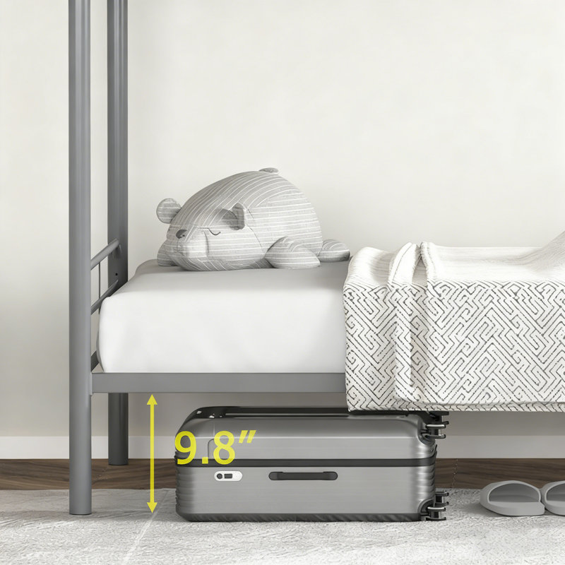 Bunk Bed with Built-in Ladder Included, Silver