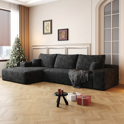 Canapé modulaire 107 po avec méridienne en L 107 po, canapé modulaire moderne avec assise profonde, canapé rembourré pour le salon et la chambre à coucher, aucun assemblage requis