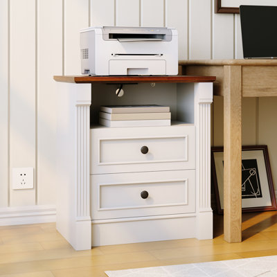 Table de chevet 23,6 po avec station de charge et 3 tiroirs, table de bout en bois à colonne romaine pour chambre à coucher ou salon