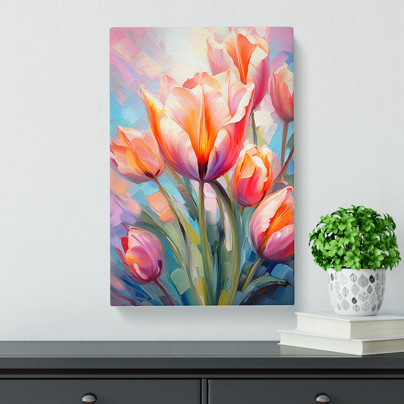 Tulip Flower Impressionism - Print, 50cm H x 35cm W x 3cm D