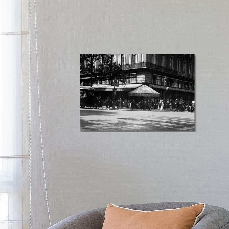 1920S Cafe De La Paix In The Grand Hotel Paris France by Vintage Images - Wrapped Canvas Print