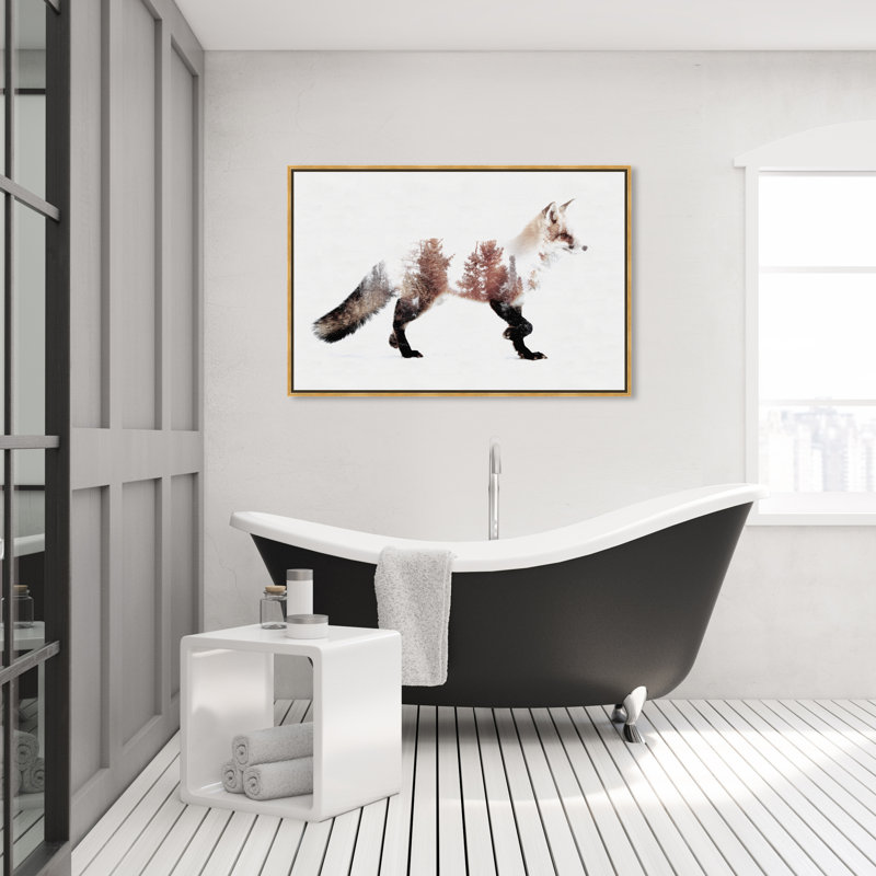 The Fox - reproduction d'impression, H 30 po x l 45 po x P 1,5 po, Toile encadrée d'or