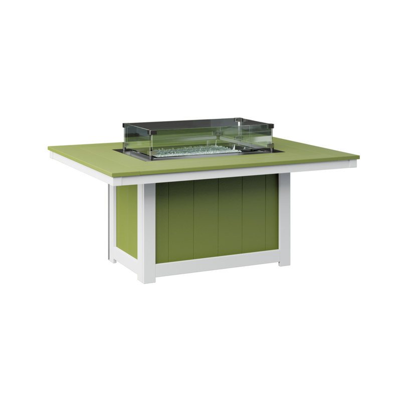Berlin Gardens Donoma Rectangular Fire Pit Table, Kiwi Green, 24" H x 53.87" W x 41.37" D