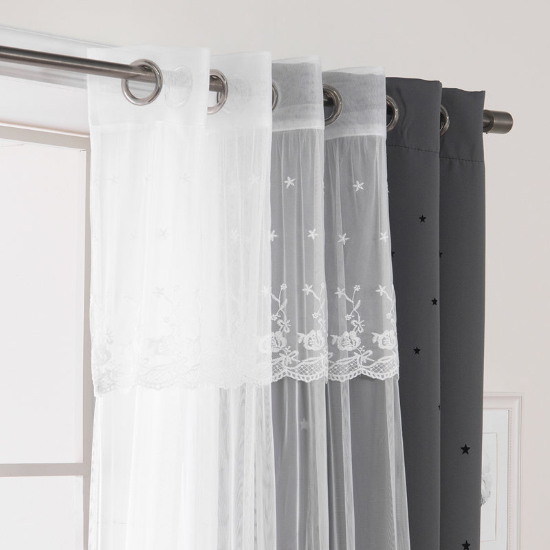 Panneau de rideau simple obscurcissant avec œillets Mazzone, Gris foncé