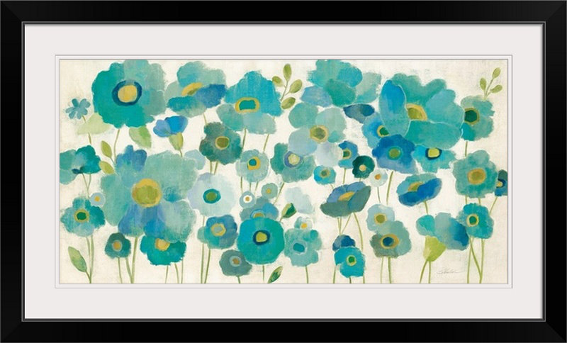 «Floral Lace» par Aniessa, reproduction d'art, H 32 po x l 56 po x P 1 po, Cadre noir