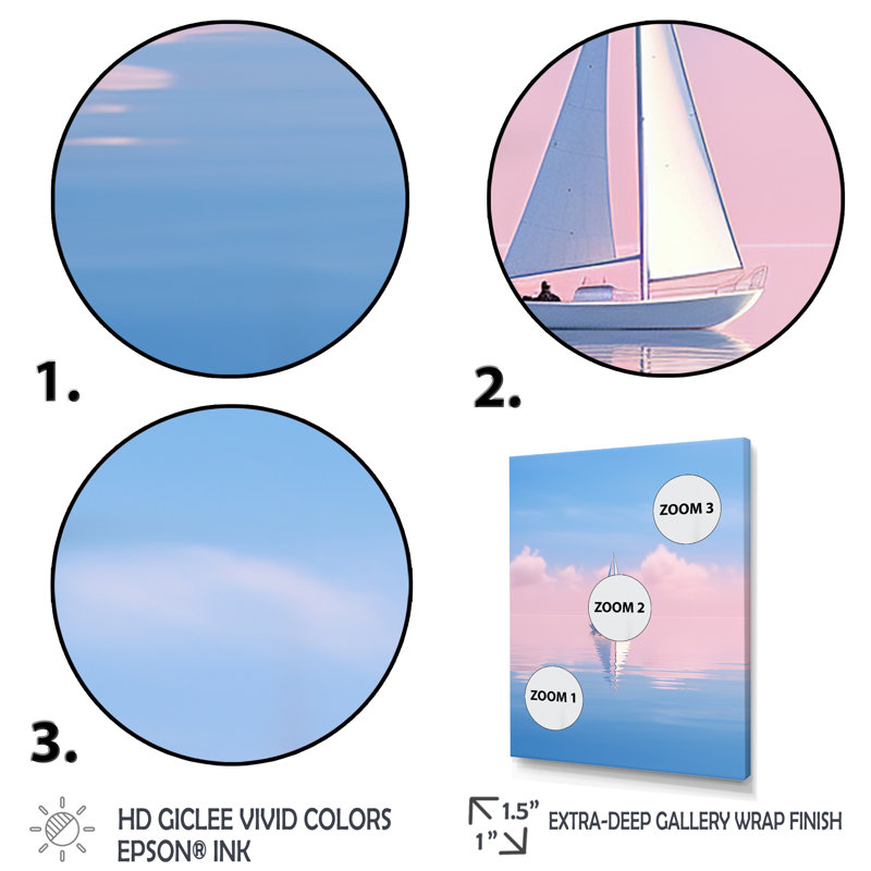 «Solitaire voilier tranquillité pastel coucher de soleil I» sur toile, H 40 po x l 30 po x P 1,5 po, Toile tendue